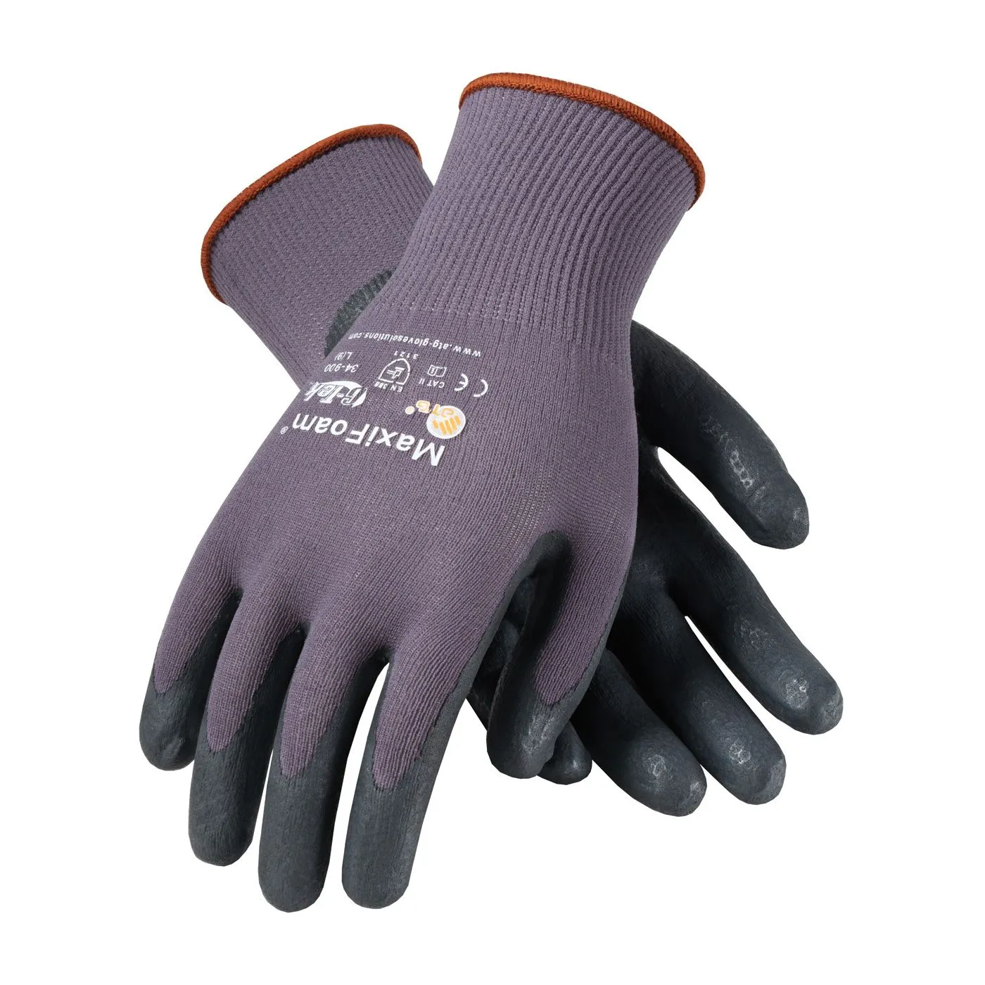 PIP ATG 34-900V MaxiFoam Lite Seamless Knit Nylon Glove with Nitrile Coated Foam Grip, Vend Ready, Gray, 1 Pair