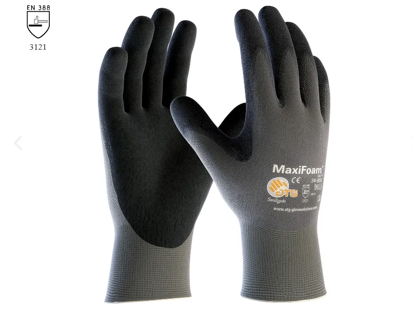 PIP ATG 34-900V MaxiFoam Lite Seamless Knit Nylon Glove with Nitrile Coated Foam Grip, Vend Ready, Gray, 1 Pair