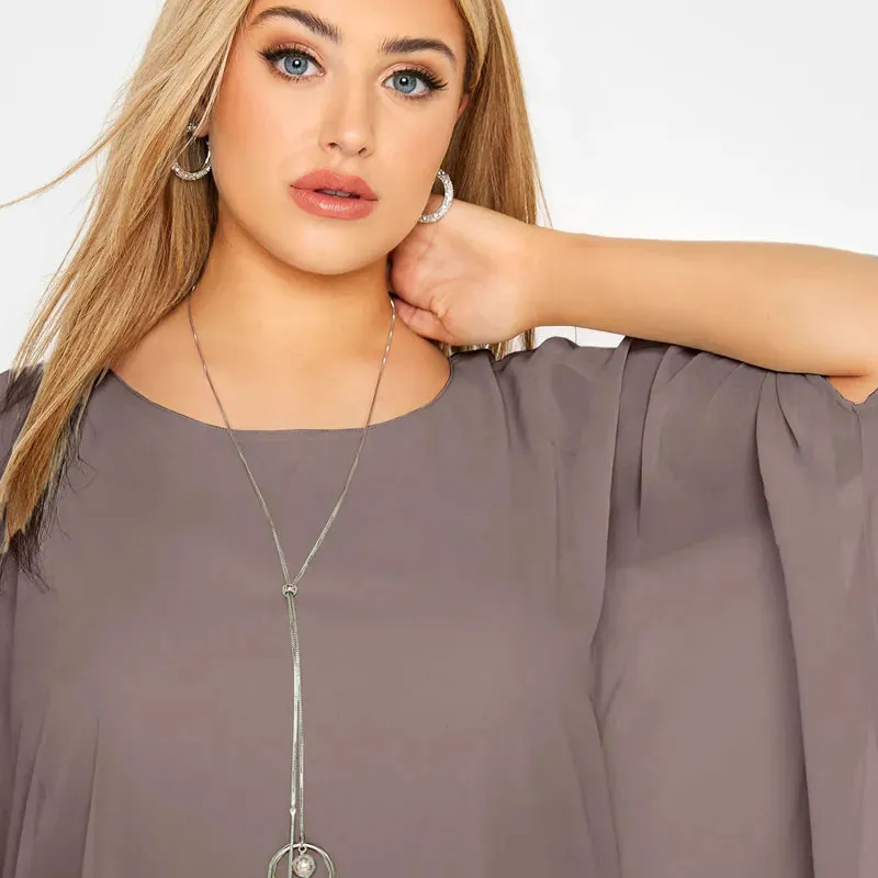 Plus Size Elegant Summer Cape Blouse Women.