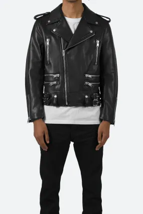 Poly Leather Moto Jacket - Black