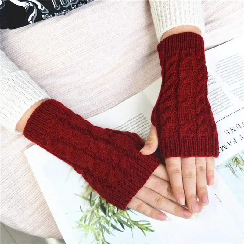 Pretty Stylish Knitted Hand Warmer Fingerless Winter Gloves