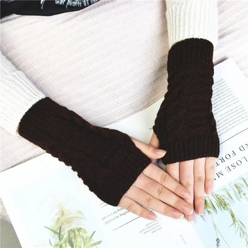 Pretty Stylish Knitted Hand Warmer Fingerless Winter Gloves