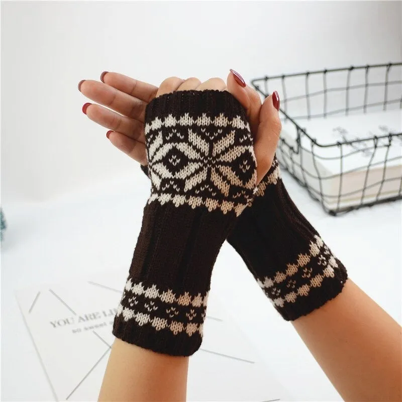 Pretty Stylish Knitted Hand Warmer Fingerless Winter Gloves