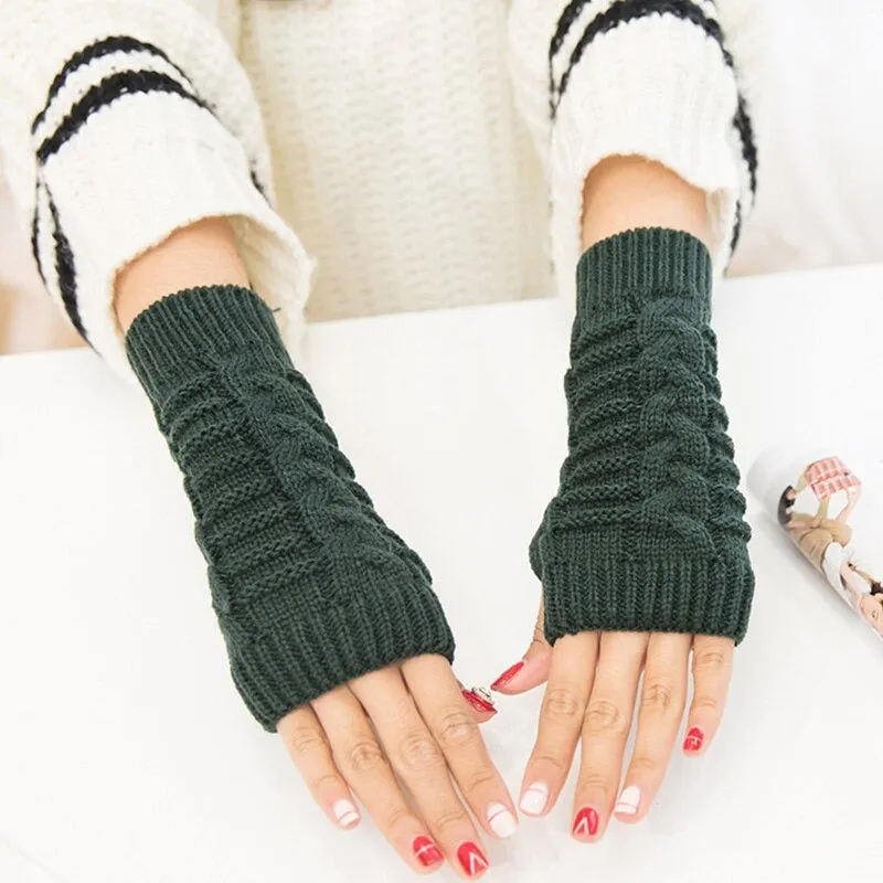 Pretty Stylish Knitted Hand Warmer Fingerless Winter Gloves