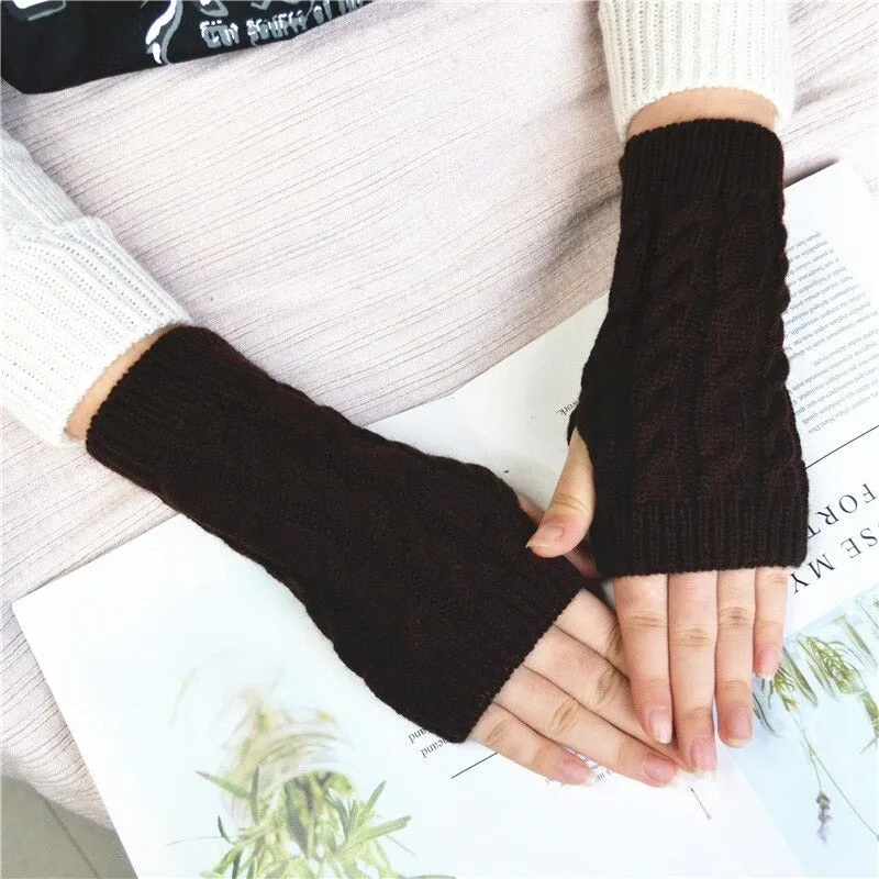 Pretty Stylish Knitted Hand Warmer Fingerless Winter Gloves