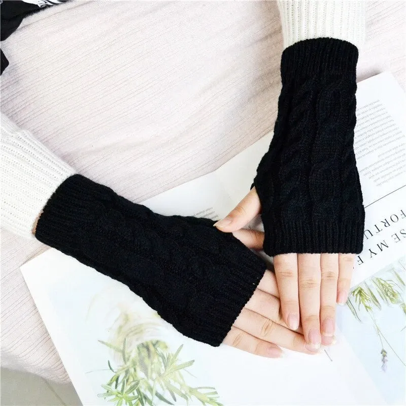 Pretty Stylish Knitted Hand Warmer Fingerless Winter Gloves