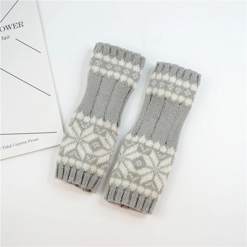 Pretty Stylish Knitted Hand Warmer Fingerless Winter Gloves