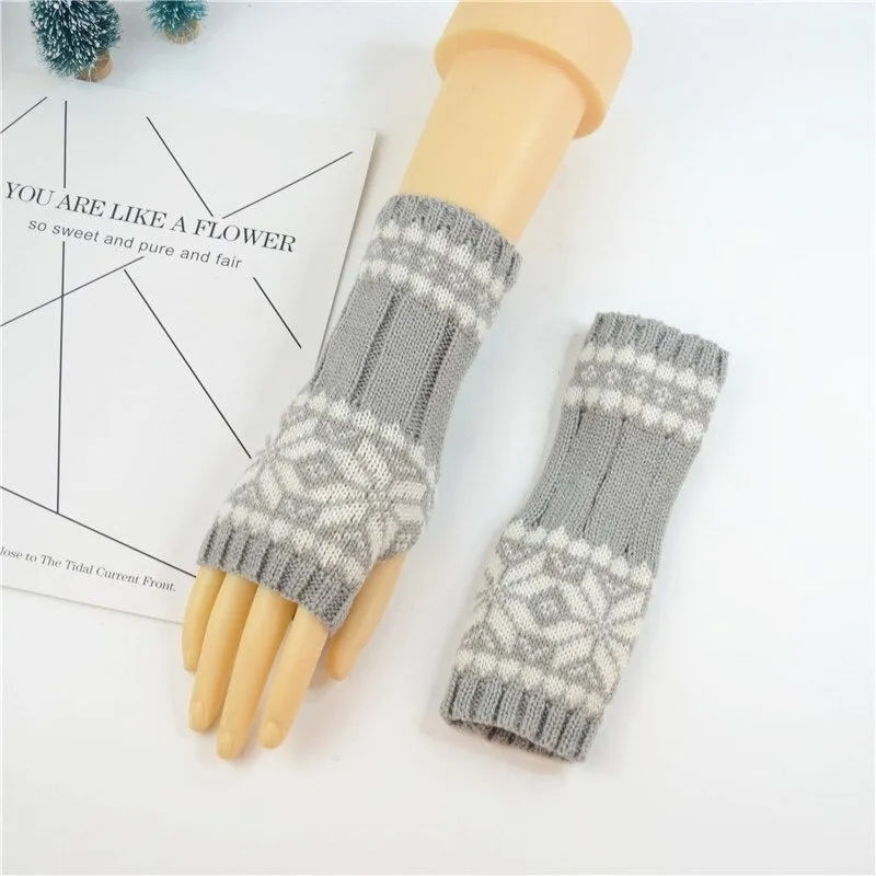 Pretty Stylish Knitted Hand Warmer Fingerless Winter Gloves