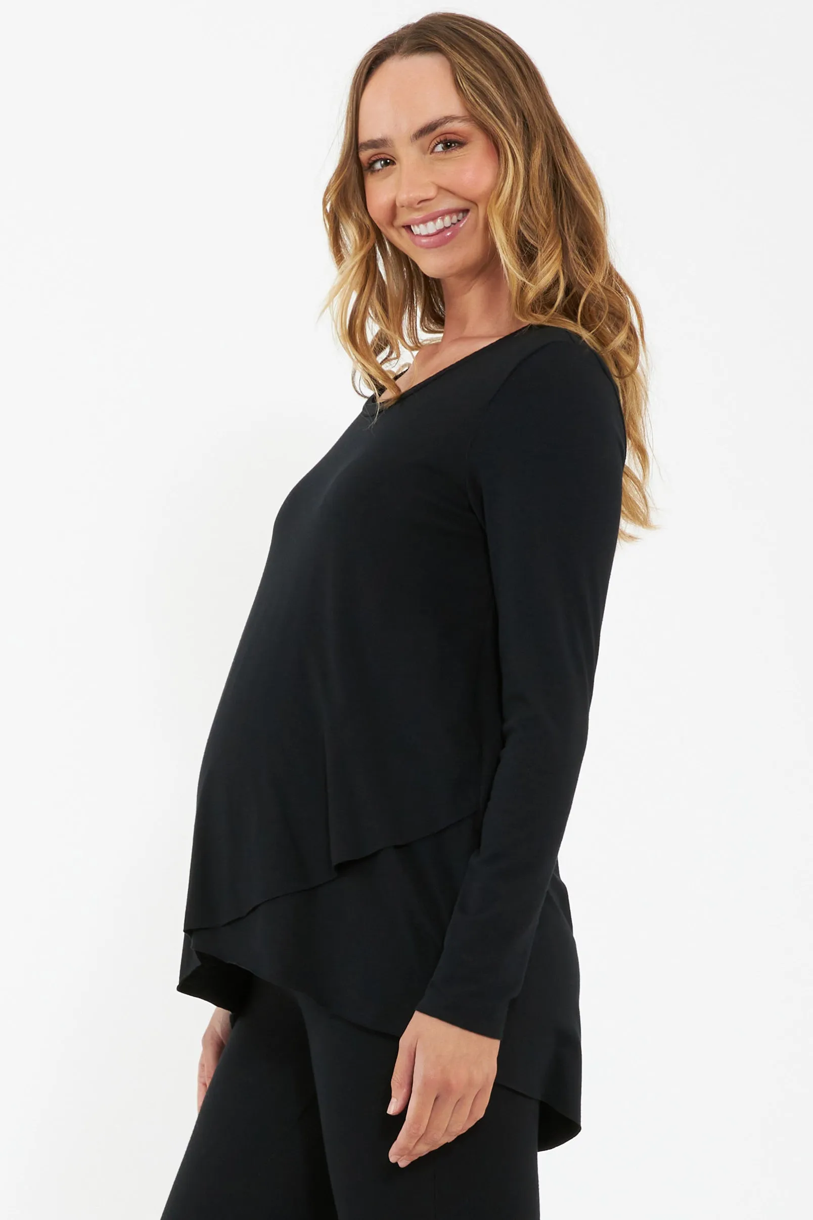 Raw Edge Maternity & Nursing Top in Black