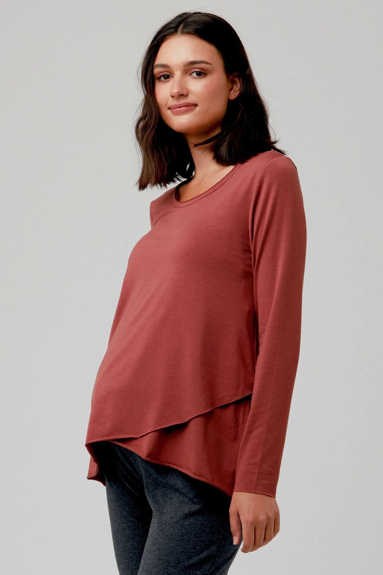 Raw Edge Maternity Nursing Top in Spice