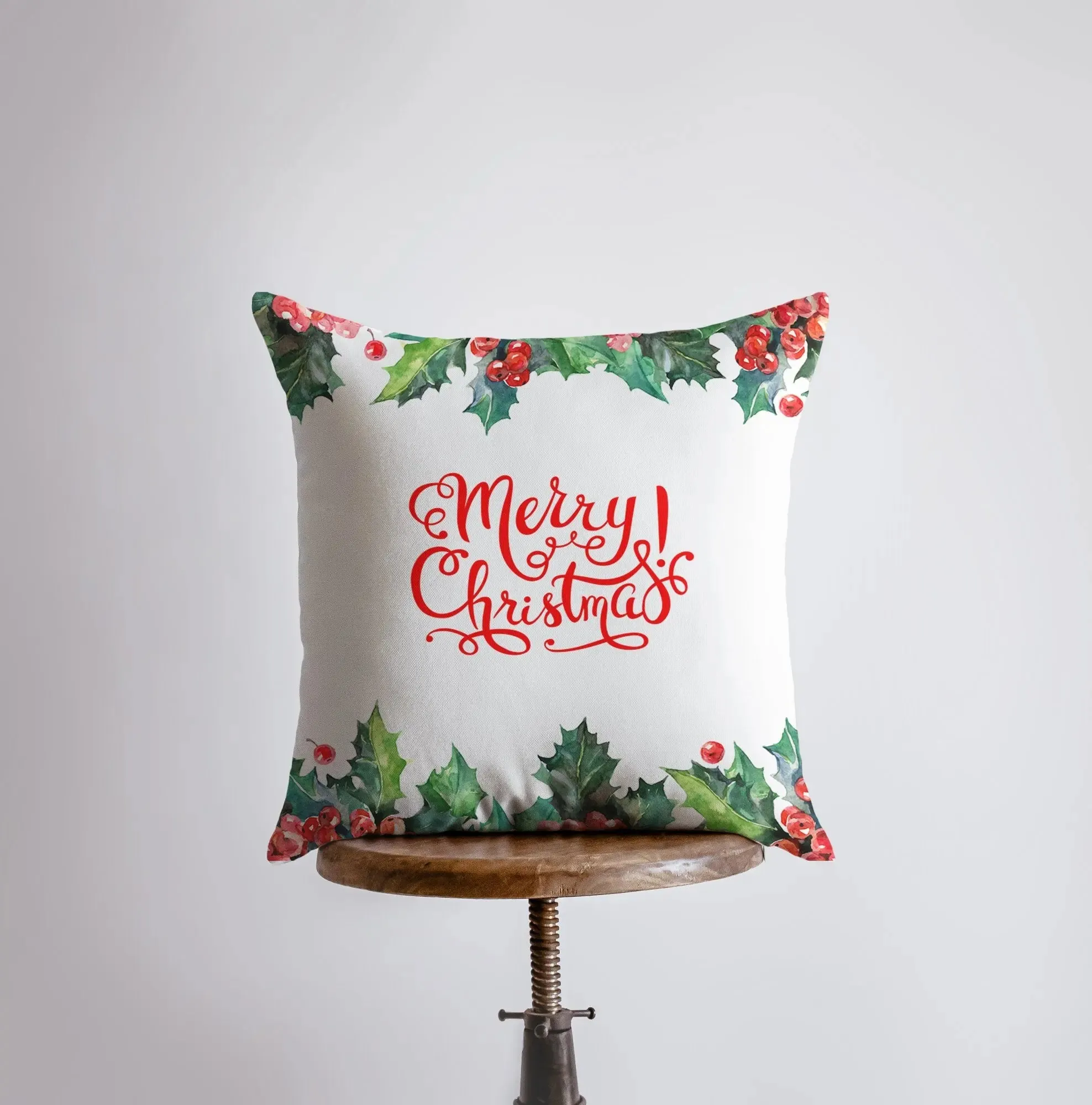 Red Merry Christmas Holly | Pillow Cover | Christmas Pillowcases | Christmas Decor | Throw Pillow | Home Décor | Christmas tree | Christmas