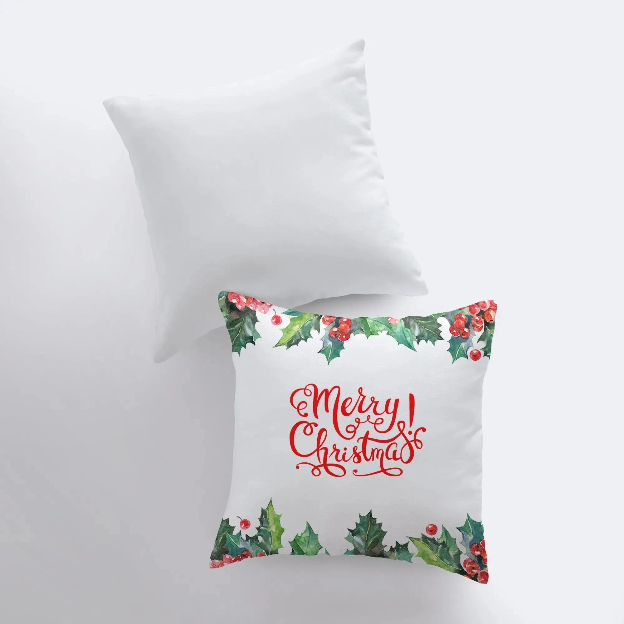 Red Merry Christmas Holly | Pillow Cover | Christmas Pillowcases | Christmas Decor | Throw Pillow | Home Décor | Christmas tree | Christmas