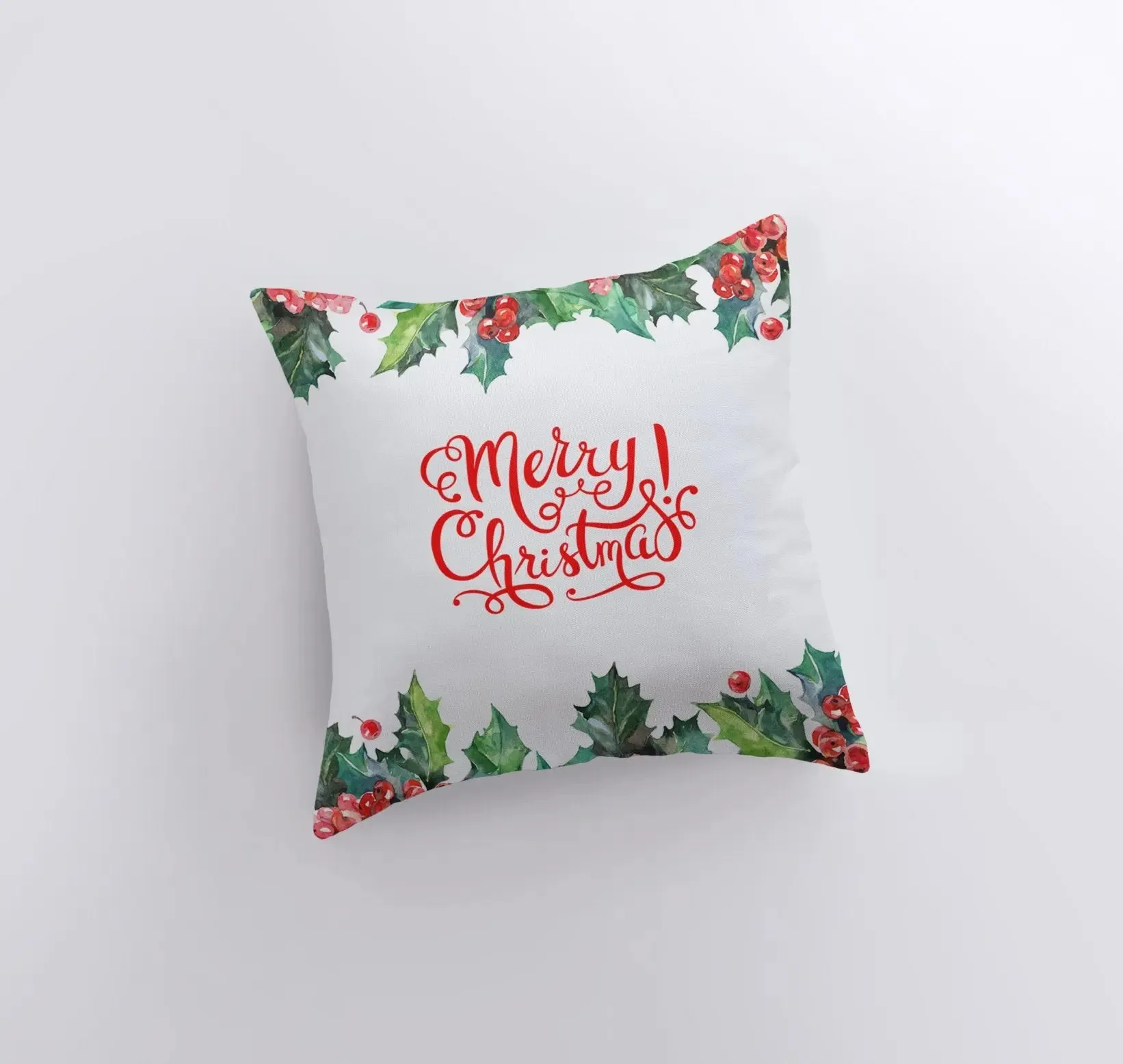 Red Merry Christmas Holly | Pillow Cover | Christmas Pillowcases | Christmas Decor | Throw Pillow | Home Décor | Christmas tree | Christmas