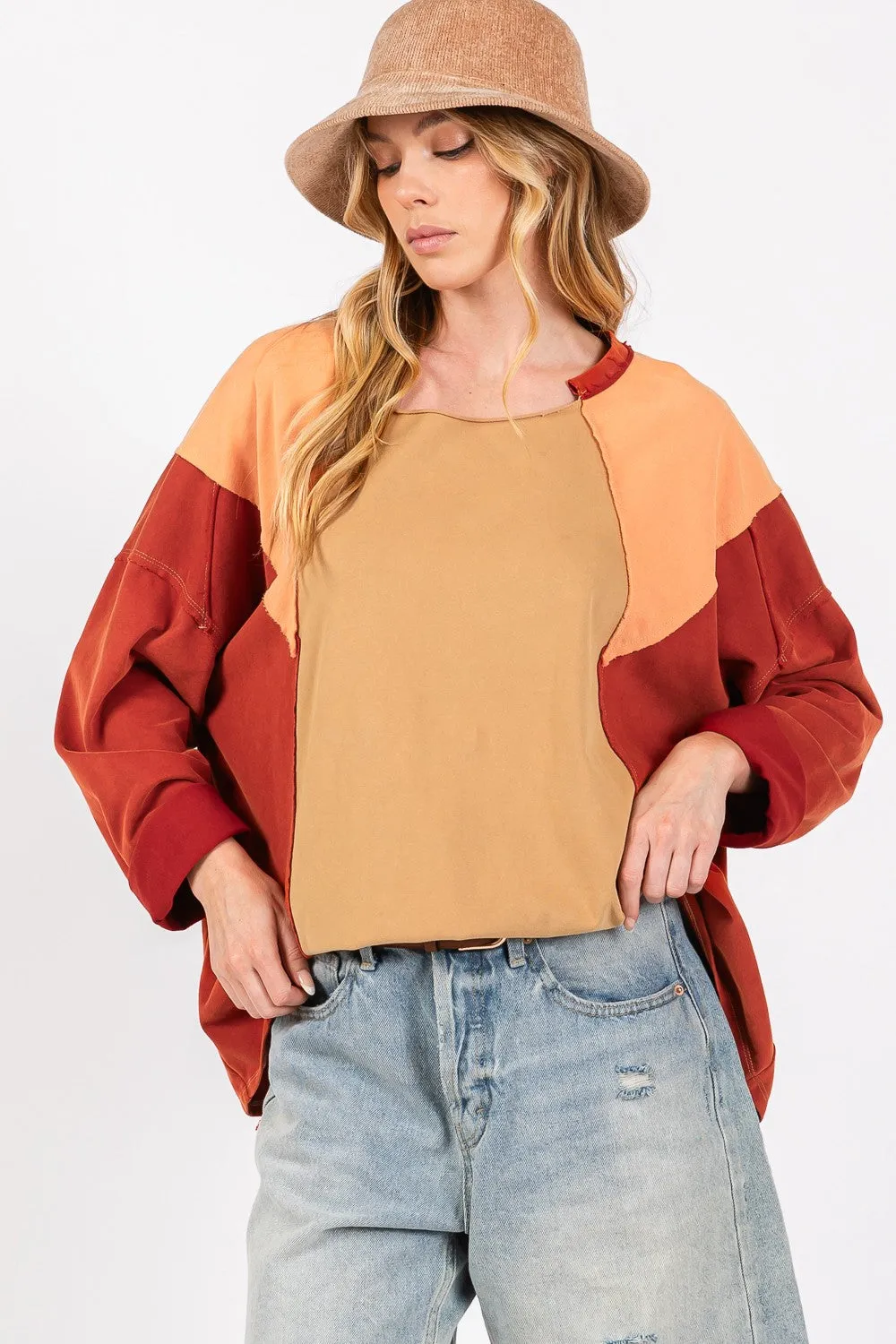 SAGE   FIG Mineral Wash Color Block Top