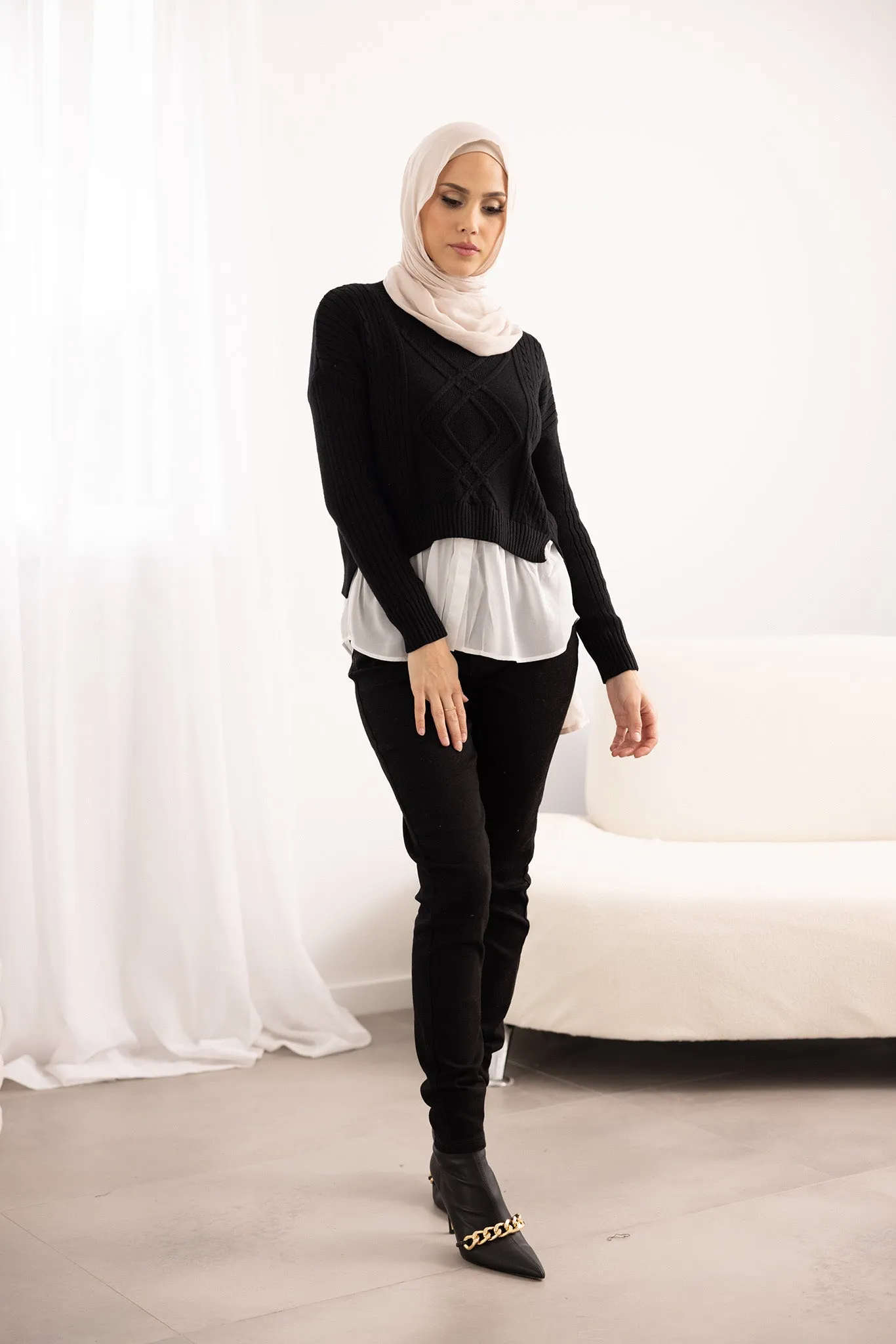 Shirt Underlay Knit Pullover Top