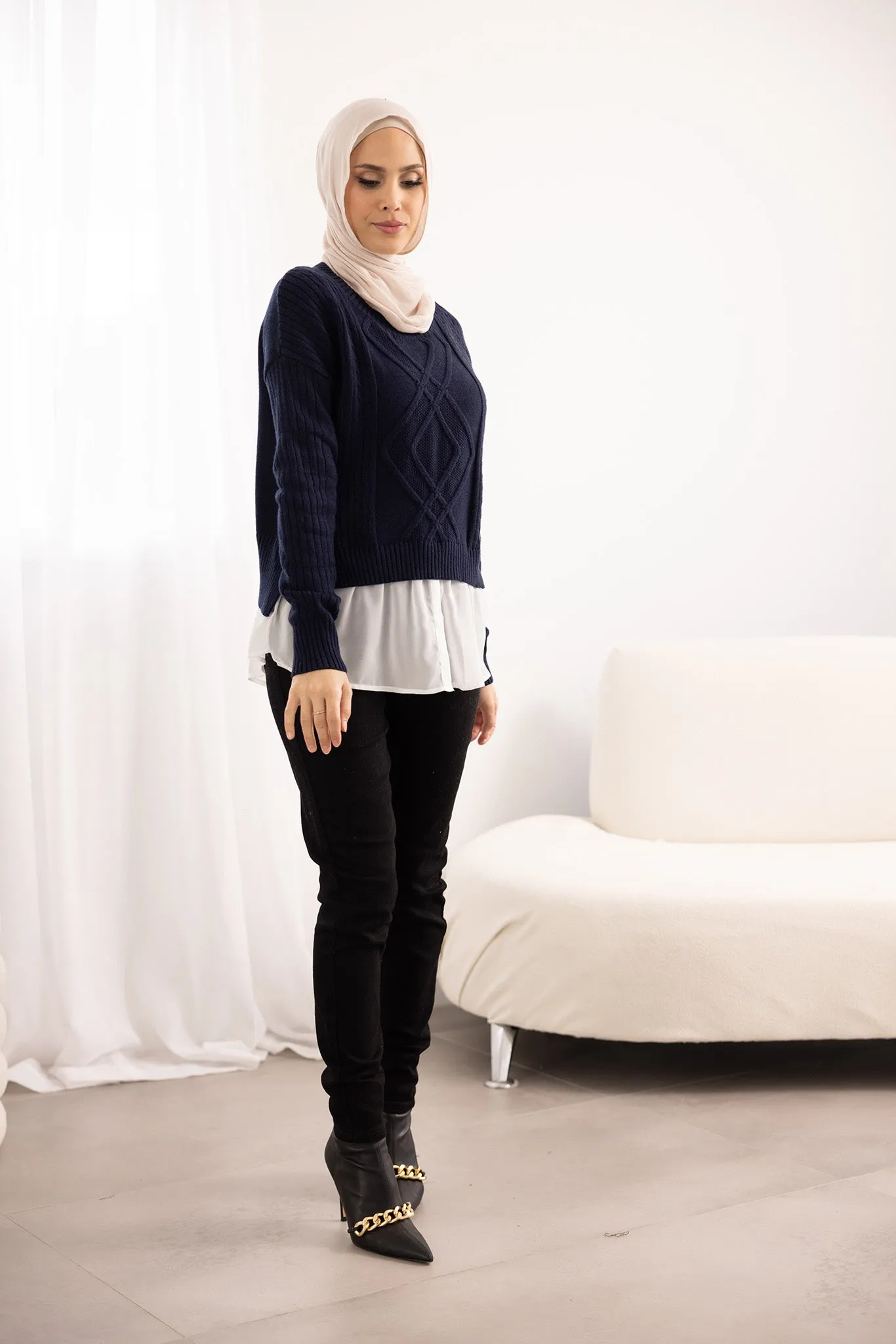 Shirt Underlay Knit Pullover Top