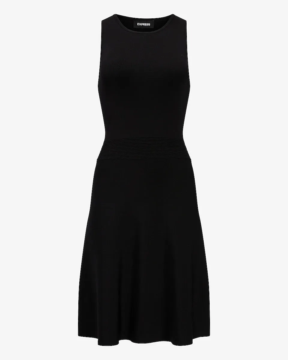 Sleeveless Fit And Flare Sweater Dress in Pitch Black