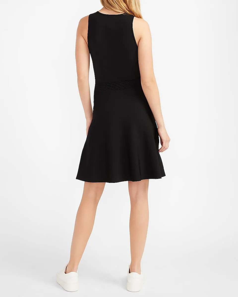 Sleeveless Fit And Flare Sweater Dress in Pitch Black