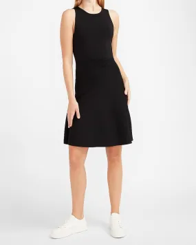 Sleeveless Fit And Flare Sweater Dress in Pitch Black