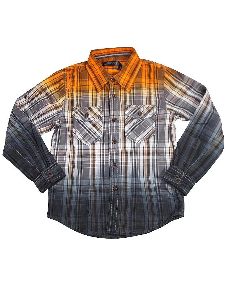 Smash - Little Boys Long Sleeve Western Inspired Shirt - 14 Color Combinations