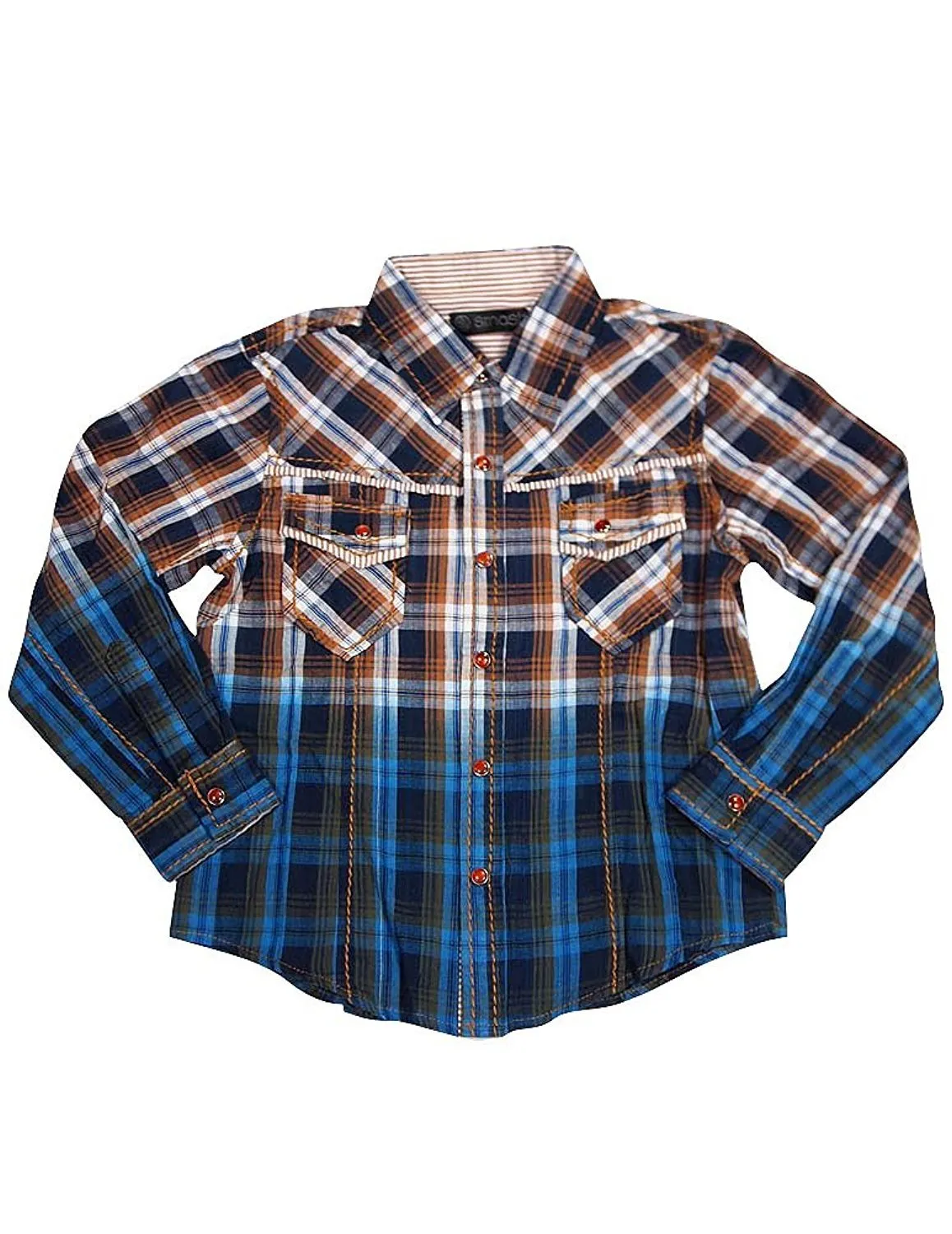 Smash - Little Boys Long Sleeve Western Inspired Shirt - 14 Color Combinations