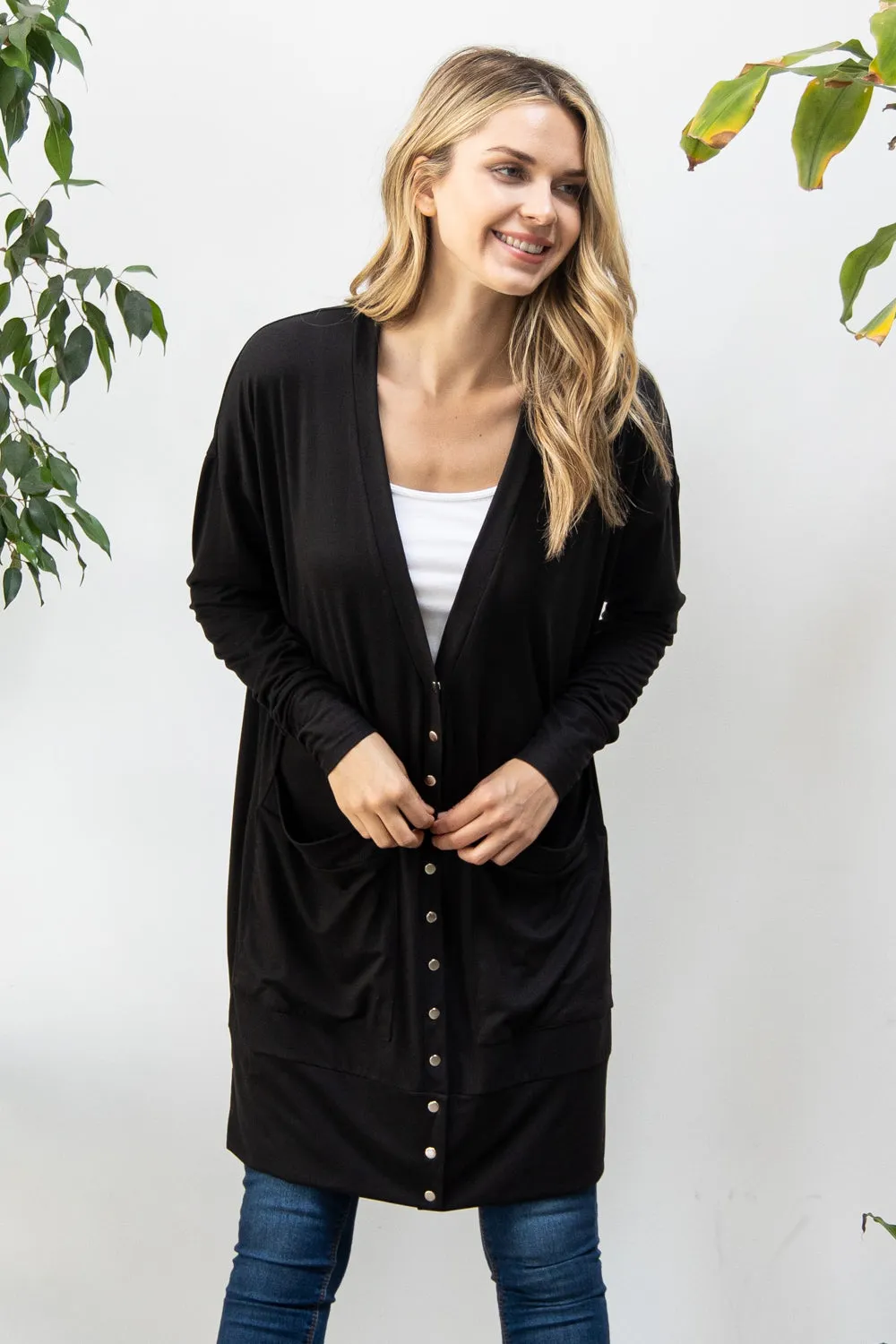 Snap Cardigan, Black