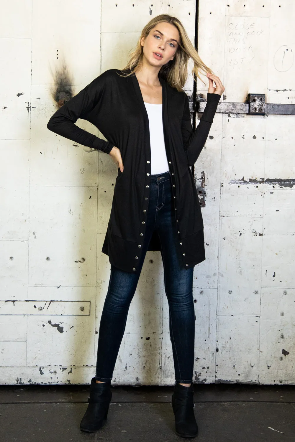 Snap Cardigan, Black