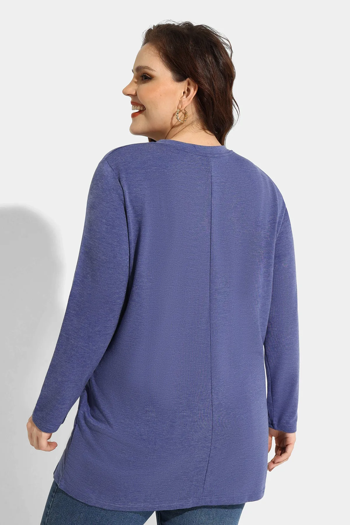 Solid Essential Tunic Pocket Long Sleeve Shirt