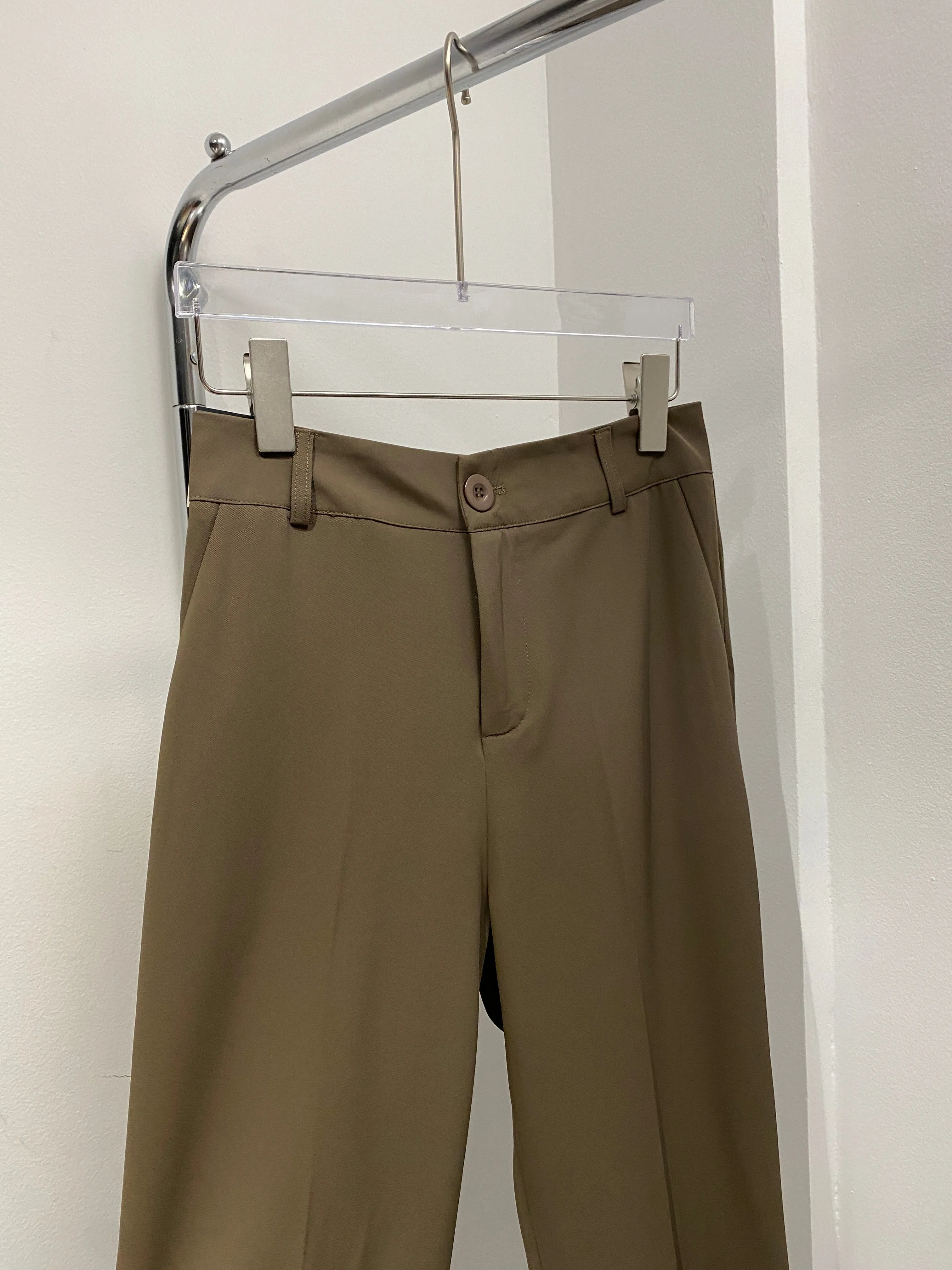 Split Hem Flared Trousers - Chocolate