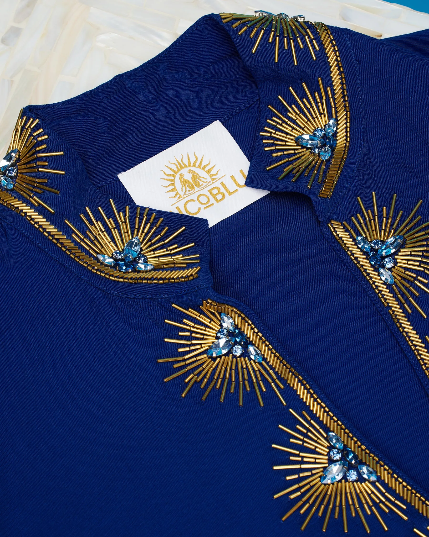 Stella Celestial Navy Tunic with Jewel Embellishment