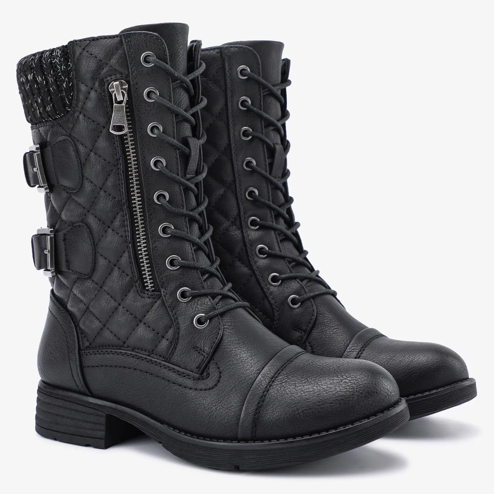 STQ Women's Mid-calf Combat Boots