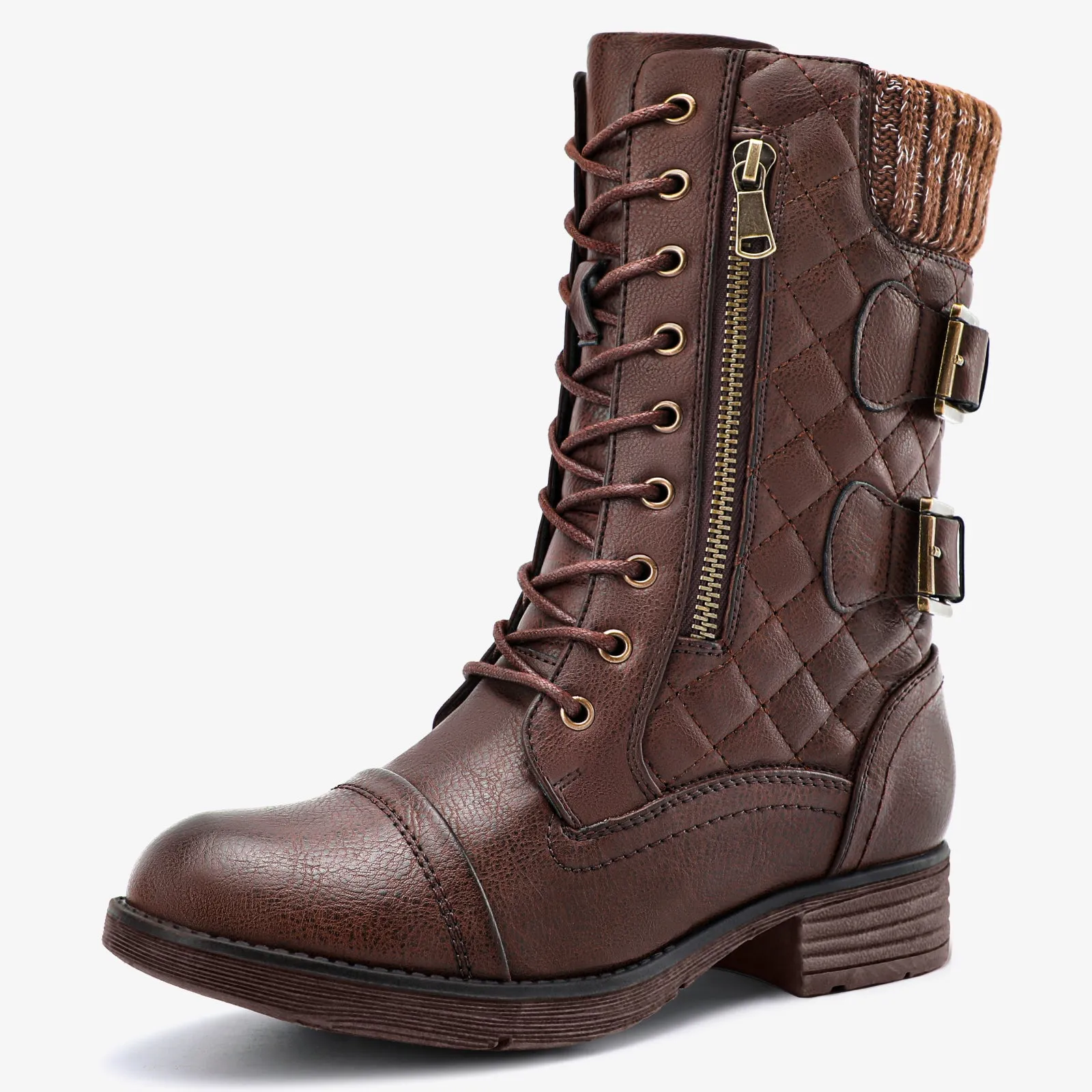 STQ Women's Mid-calf Combat Boots