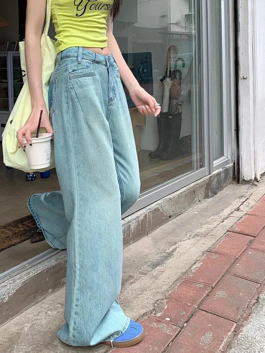 Street Flare Women's Fashion Casual Denim High Waisted Loose Wide-Leg Flared Jeans