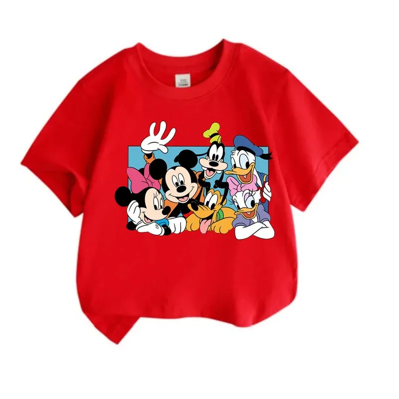 Summer Children Clothes 100%Cotton T-shirt Girls Boys Tops  Mickey Mouse Clubhouse Cartoon Toddler Round Neck Short-sleeved