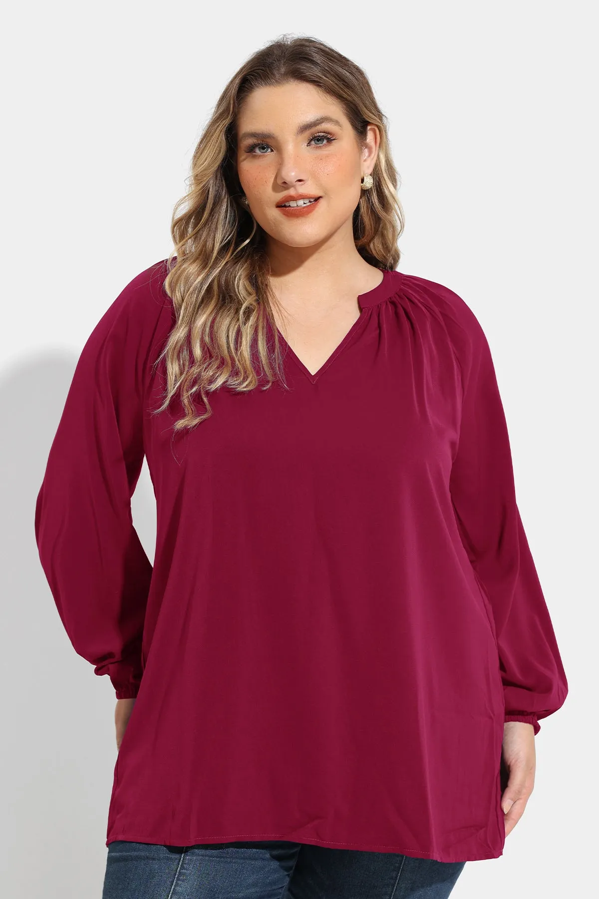 Supersoft Tunic Pleated Lanturn Long Sleeve T-Shirt