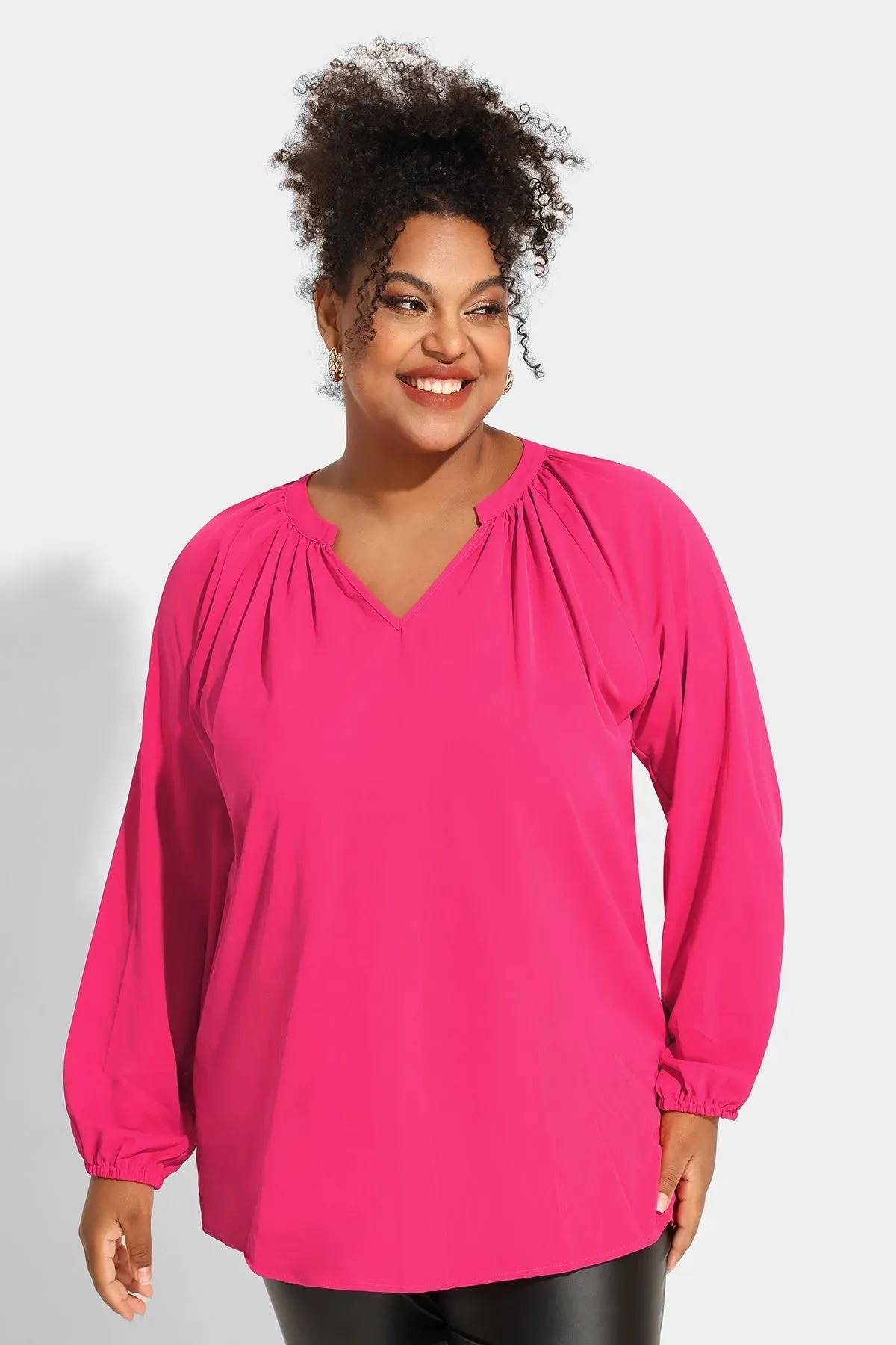 Supersoft Tunic Pleated Lanturn Long Sleeve T-Shirt