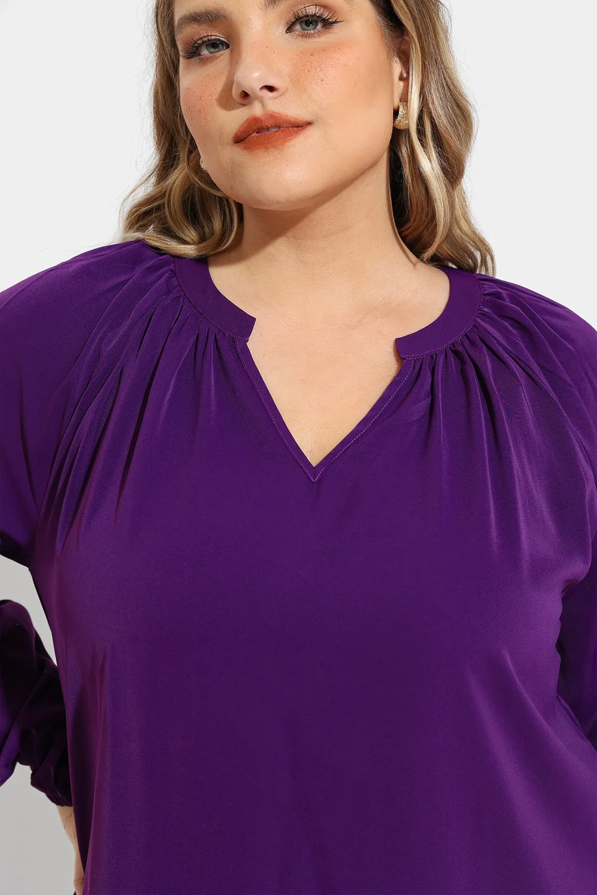 Supersoft Tunic Pleated Lanturn Long Sleeve T-Shirt