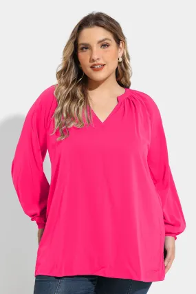 Supersoft Tunic Pleated Lanturn Long Sleeve T-Shirt