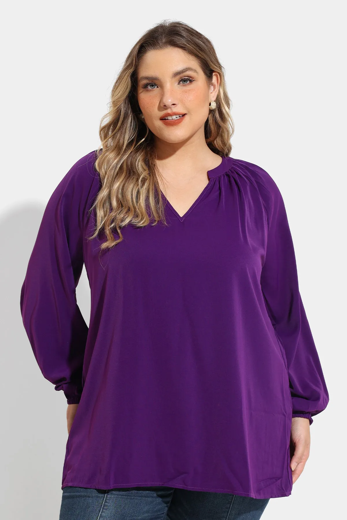 Supersoft Tunic Pleated Lanturn Long Sleeve T-Shirt