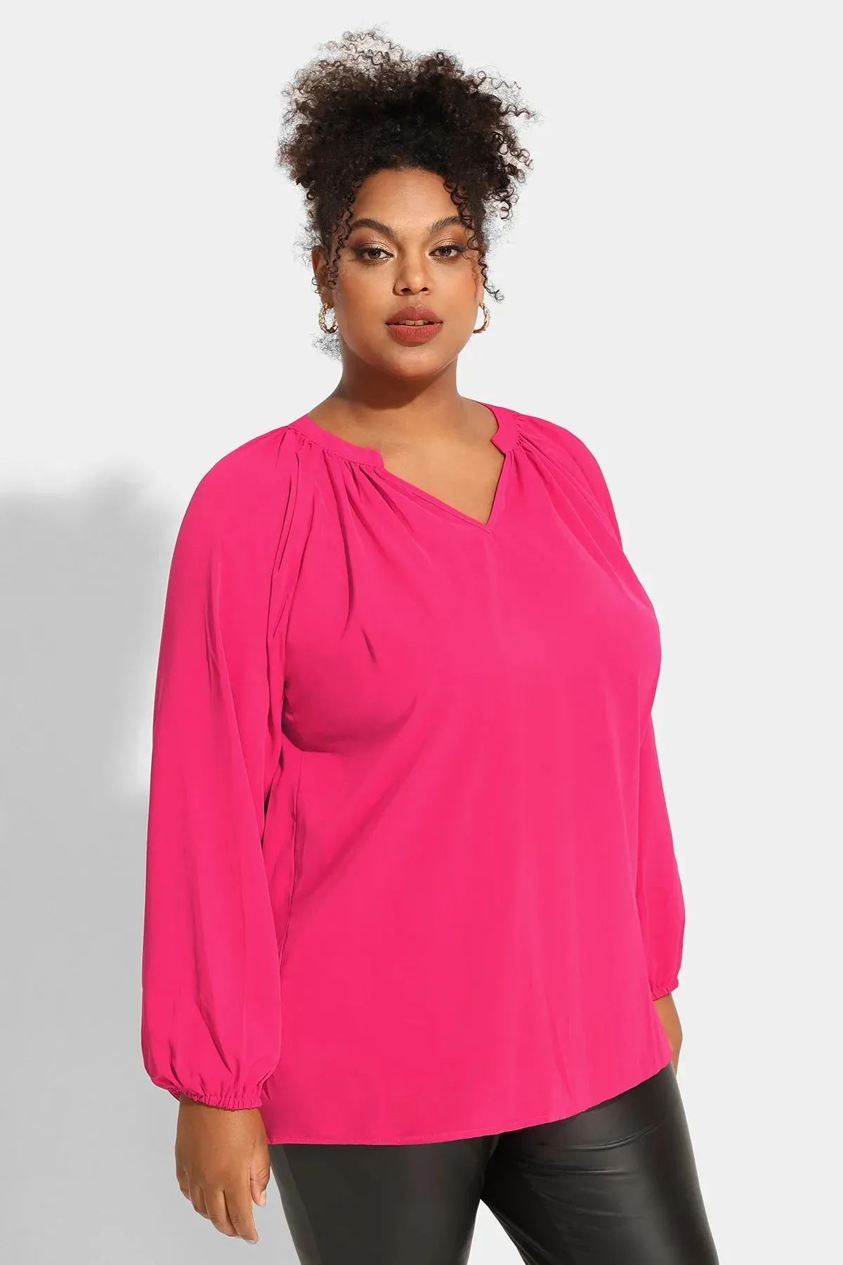 Supersoft Tunic Pleated Lanturn Long Sleeve T-Shirt