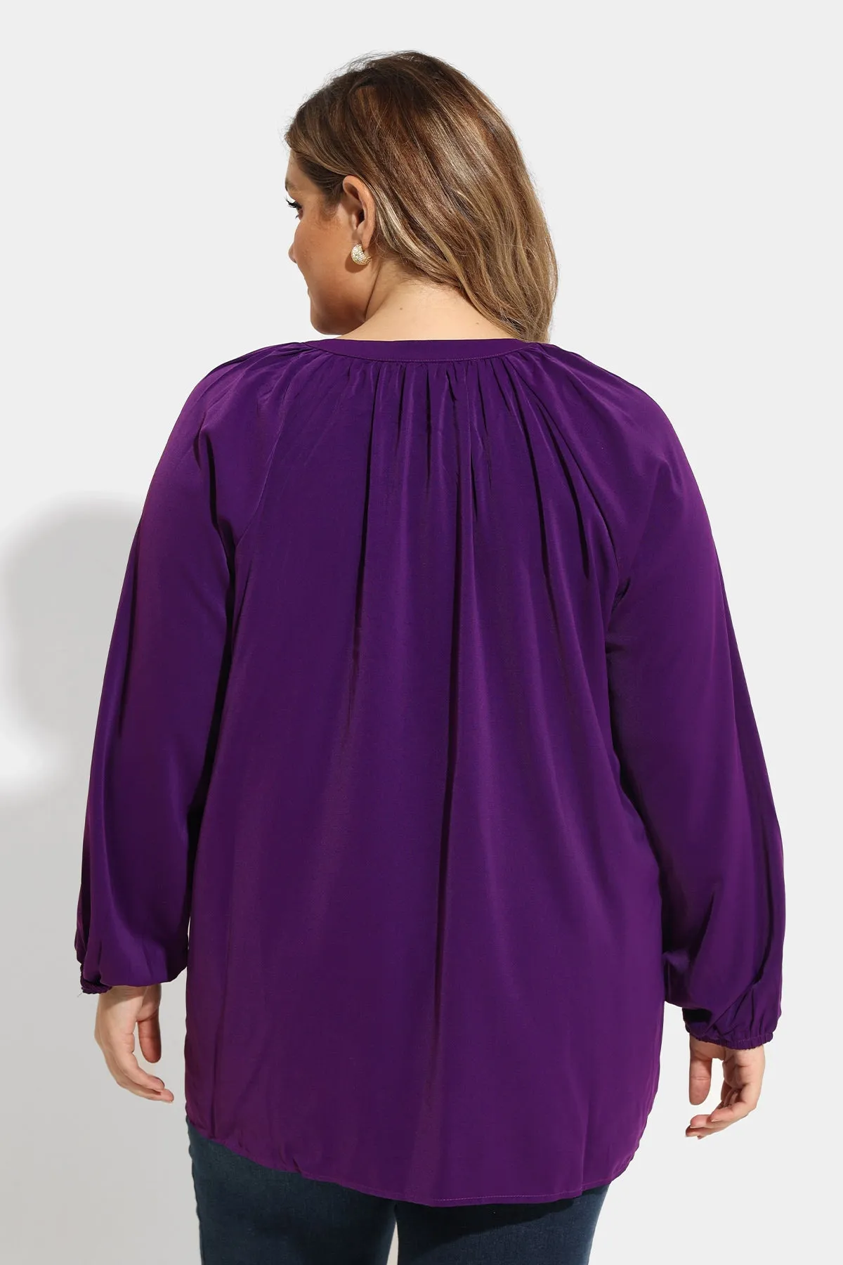 Supersoft Tunic Pleated Lanturn Long Sleeve T-Shirt