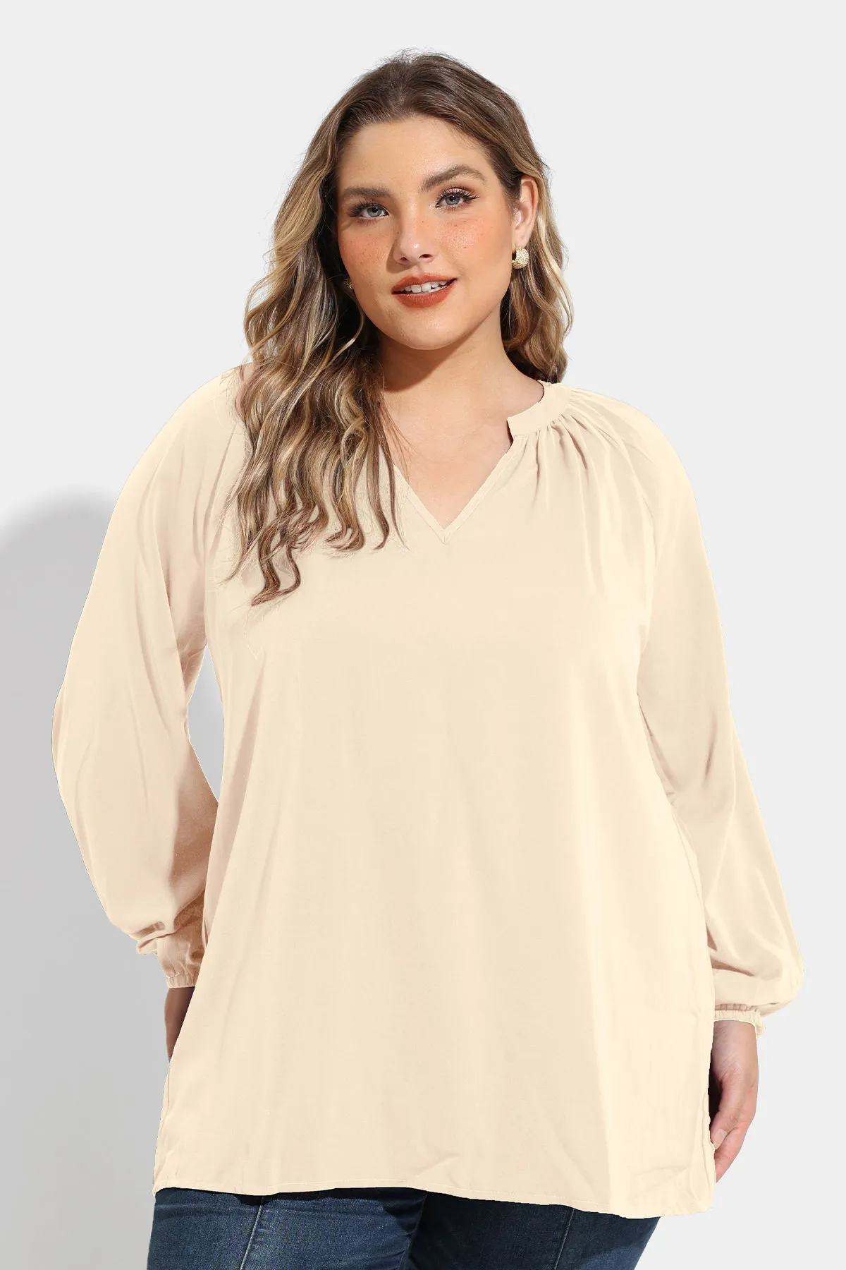 Supersoft Tunic Pleated Lanturn Long Sleeve T-Shirt