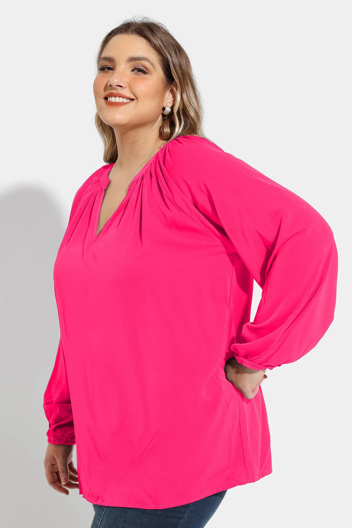 Supersoft Tunic Pleated Lanturn Long Sleeve T-Shirt