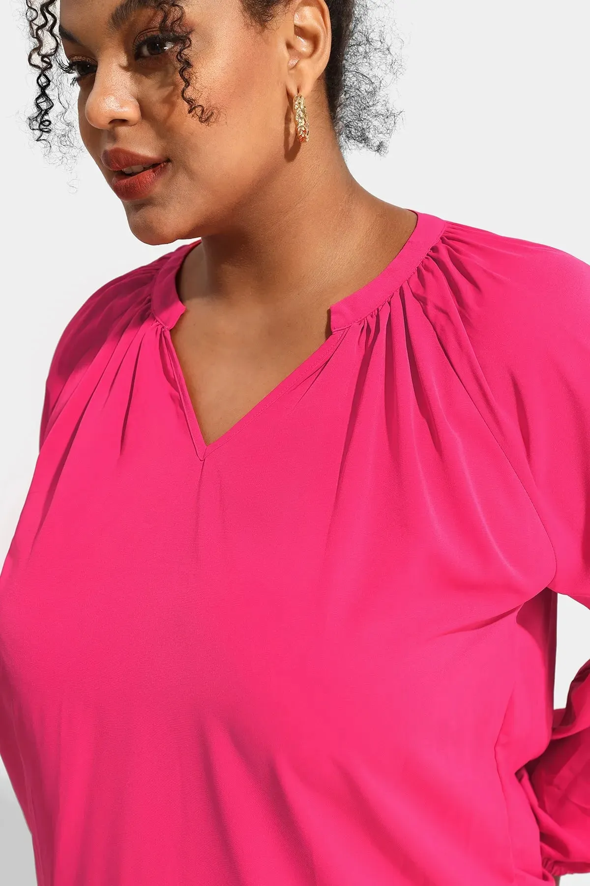 Supersoft Tunic Pleated Lanturn Long Sleeve T-Shirt