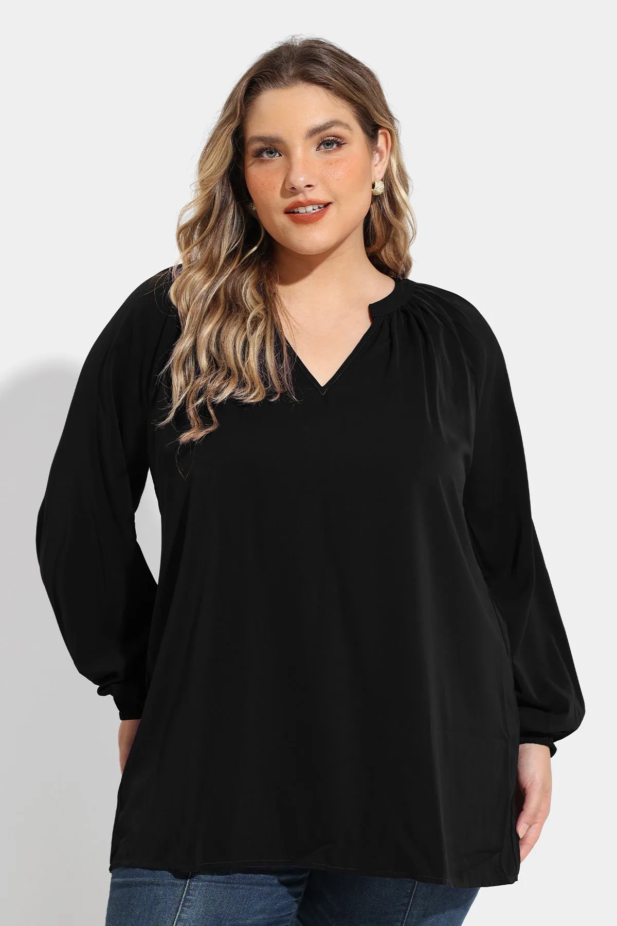 Supersoft Tunic Pleated Lanturn Long Sleeve T-Shirt