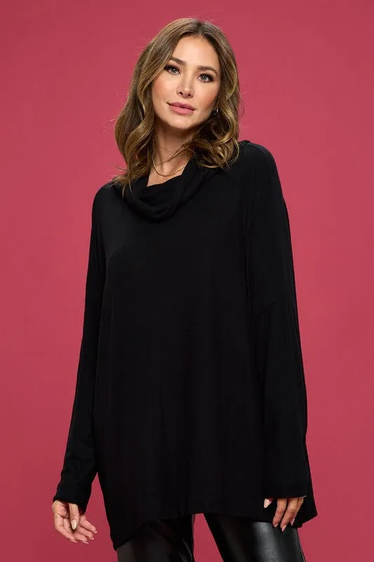 TEEK - Black Long Sleeve Open Back Top