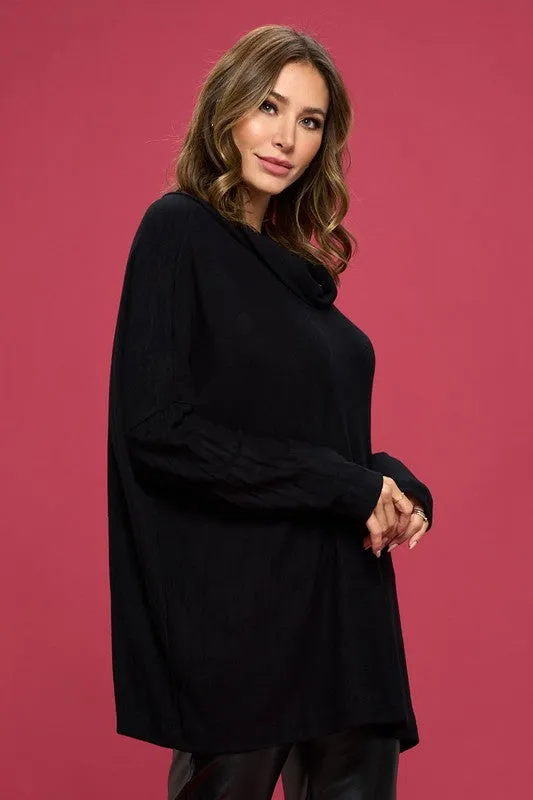 TEEK - Black Long Sleeve Open Back Top