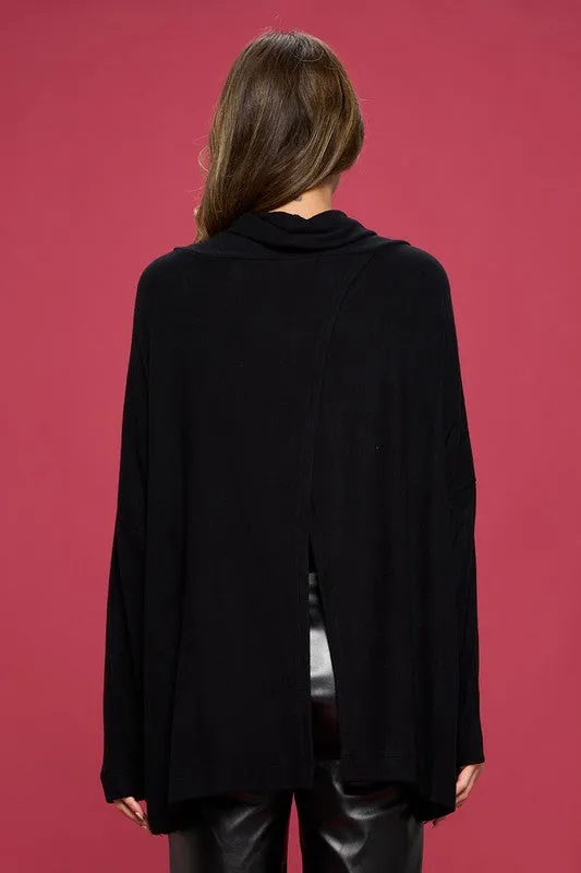 TEEK - Black Long Sleeve Open Back Top