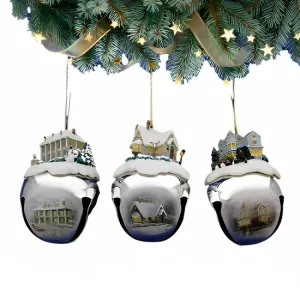 The Ashton-Drake Galleries Winter Sleigh Bells #13 Ornament Collection Set of 3 Christmas Decoration by Thomas Kinkade 3-inches