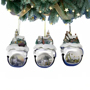 The Ashton-Drake Galleries Winter Sleigh Bells #14 Ornament Collection Set of 3 Christmas Decoration by Thomas Kinkade 3-inches